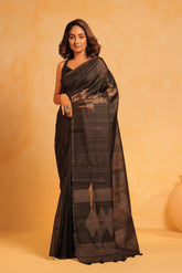 KAVVYA soft & lightweight black color benarasi handloom saree - KAVVYA